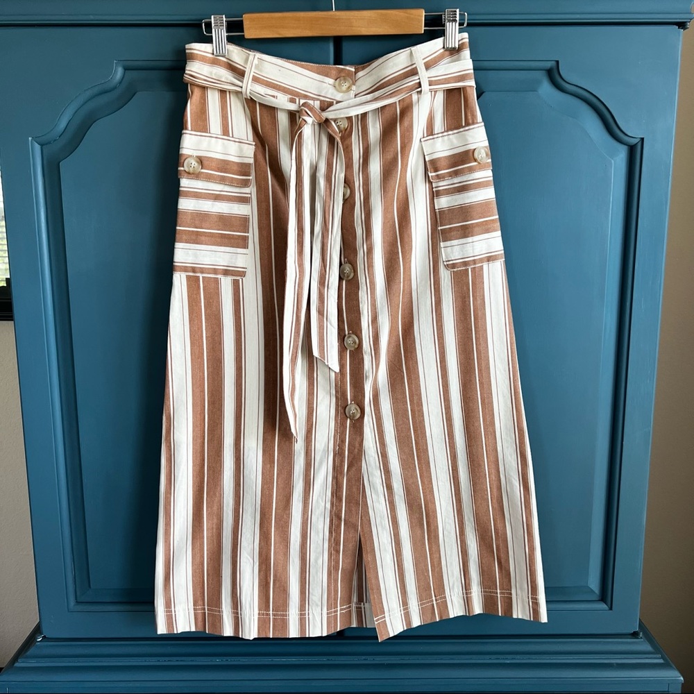 Button Front Midi Skirt